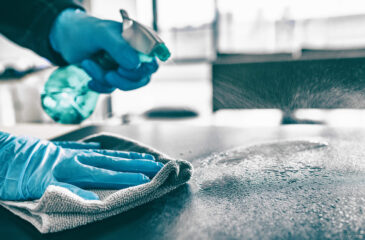 cleaning surface of table