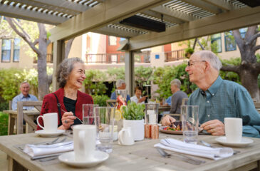 happy couple dining