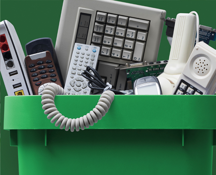 electronics in the trash