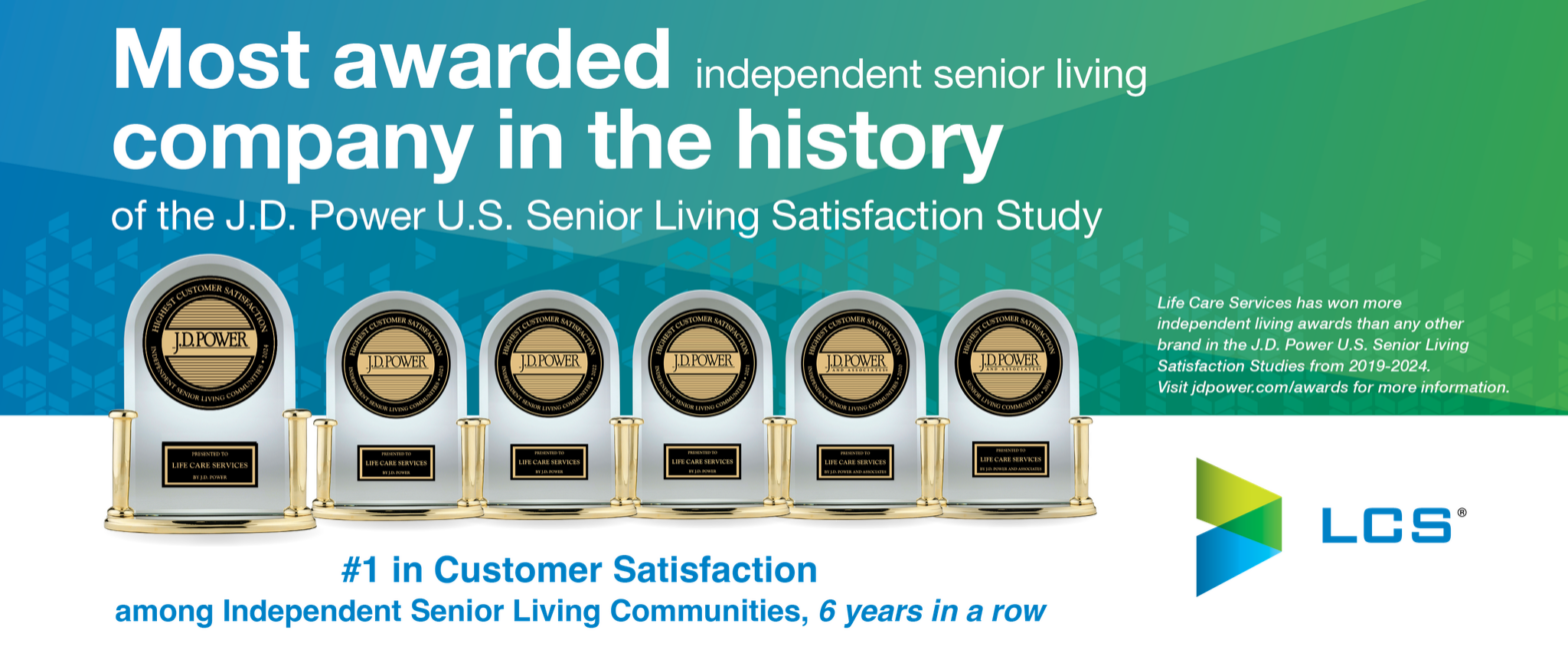 Most awarded independent senior living company in the history of the JD Power US Senior Living Satisfaction Study award logo