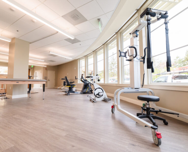 A gym and rehabilitation therapies area